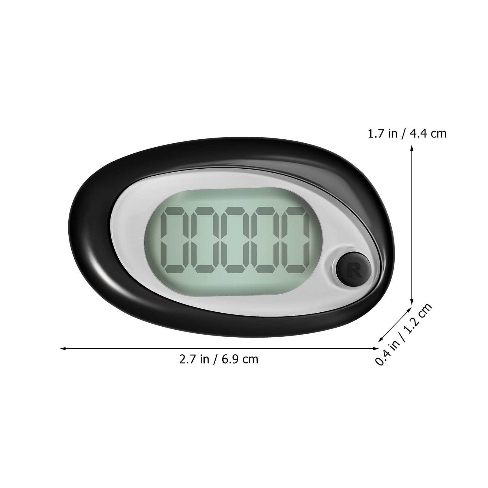 Podómetro 3D Silencioso para Caminar, Pequeño y Compacto, Plástico Negro 69x46mm, con Clip para Deportes al Aire Libre, Contador Preciso de Pasos para Senderismo y Fitness