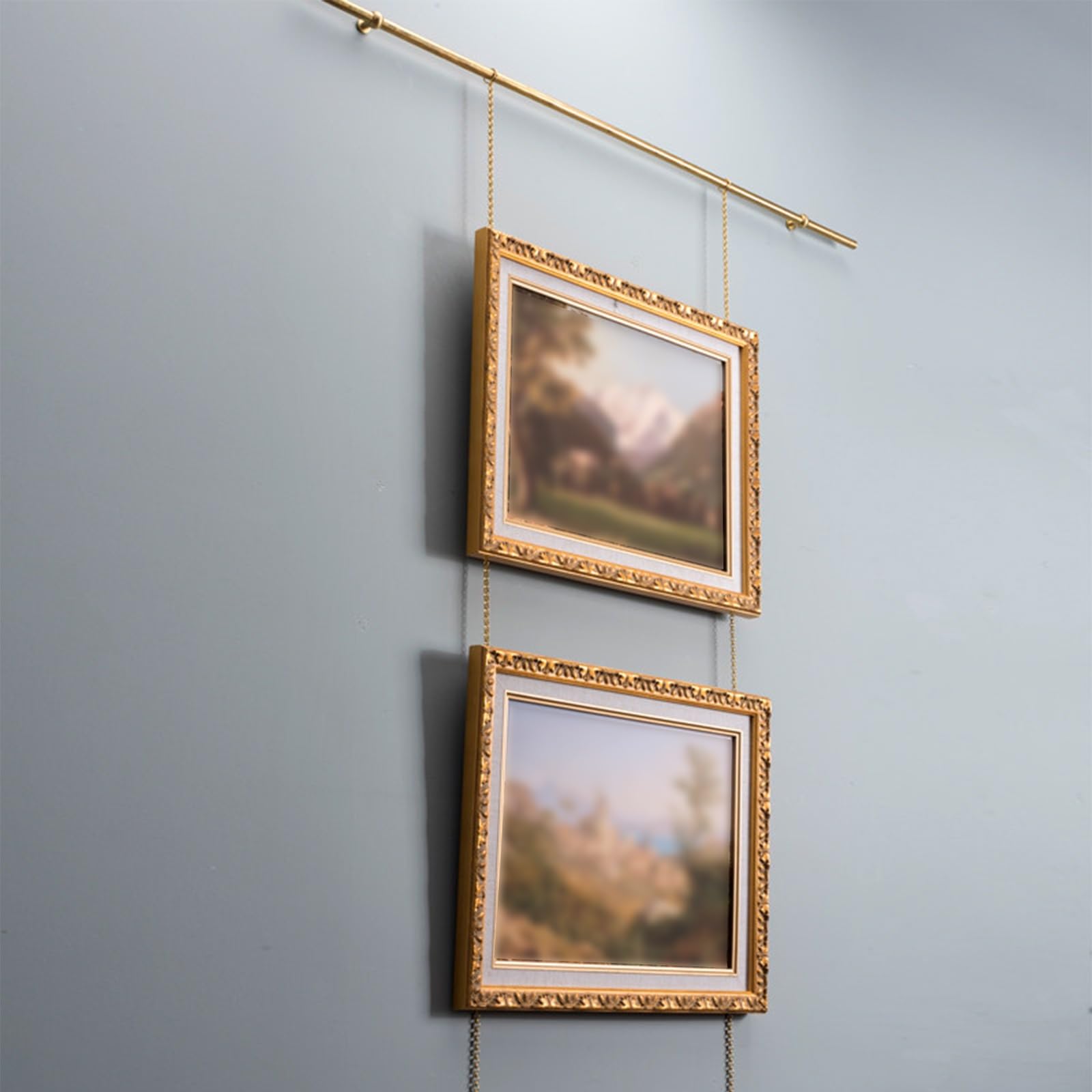 Bilderschienen Aufhängesystem, Style Gallery Art Display Kit mit Verstellbaren Ketten und Haken, Bilderaufhängeset for Heim und Museumsdekoration(60cm/23in)