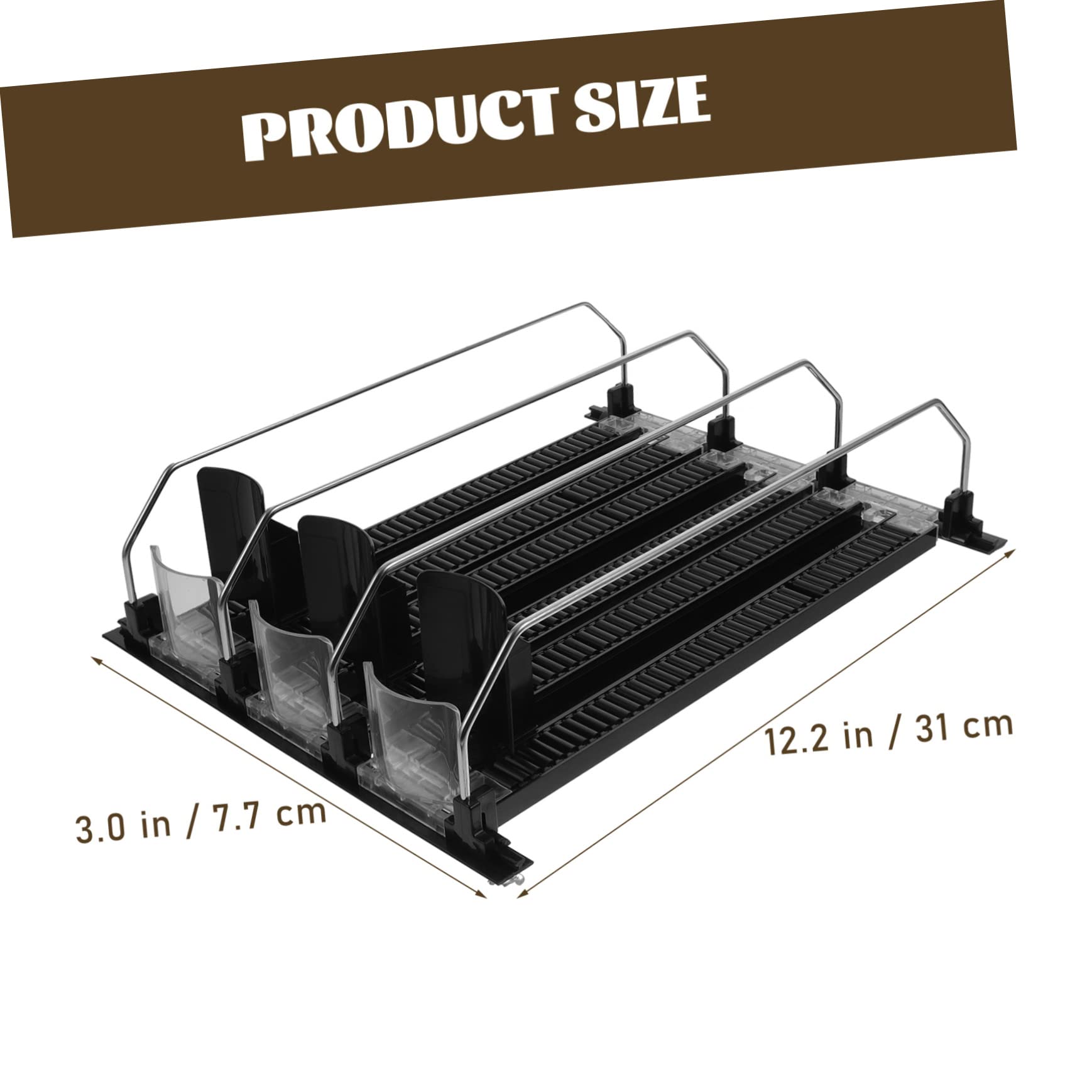3 Unidades, Organizador de Bebidas para Nevera, Abs y Acero Inoxidable, Negro, Dispensador Automático de Latas, Fácil de Instalar