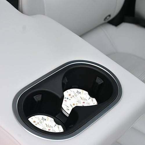 Miniatura 5 de Lindos portavasos de cerámica con flores pequeñas, paquete de 2, mantiene los portavasos limpios y secos, portavasos para automóvil con una muesca