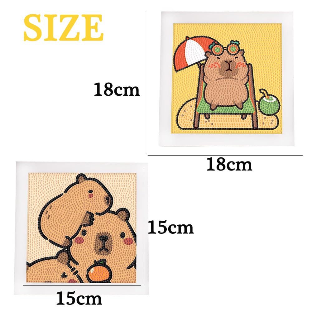 Kit Diamond Painting Per Bambini 6+ Anni, Tema Animali Capibara, Con