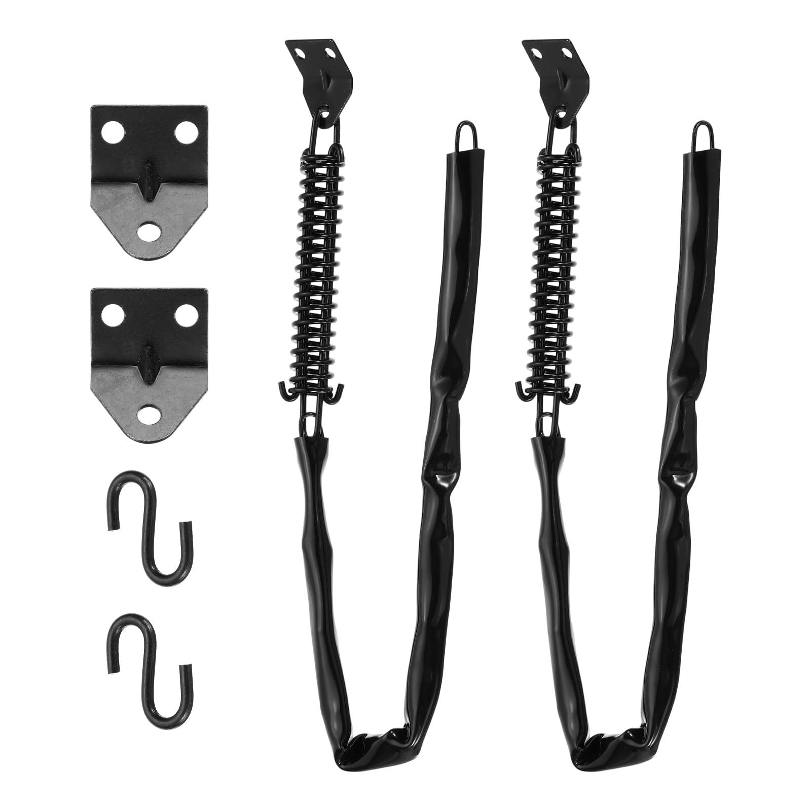 PATIKIL Screen Door Chain,(25 Inch/64cm, Black) (2 Pcs), Zinc Plated Steel Spring Storm Door Protector with Corner Bracket and S-Hook, Suit for - Medium Lightweight Storm Screen Doors