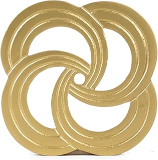Handcrafted Decorative Scallop Gold Metal Trivet 8x8x0.5 Aluminium Trivets for Hot Pots and Pans, Metal Trivets for Hot Dishes, Gold Kitchen Decor Accessories with Rubber Feet. Light Weight & Sturdy