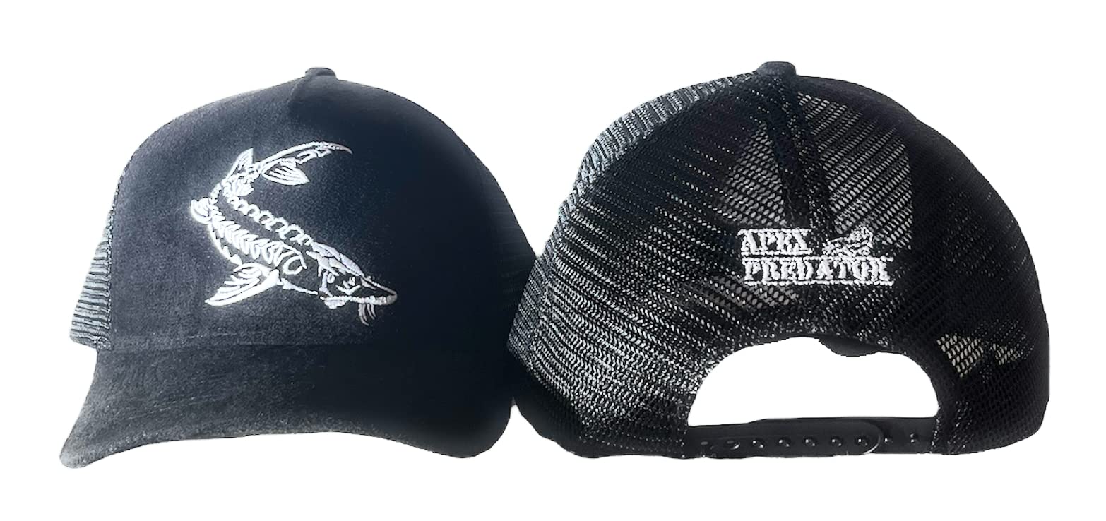 Apex Predator Embroidered Sturgeon Snapback Suede Trucker Fishing Hat