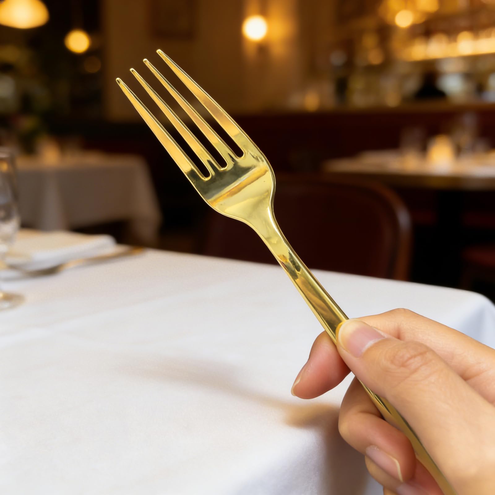 180 Count Gold Plastic Forks Heavy Duty, Disposable Plastic Silverware — Amazon image 10