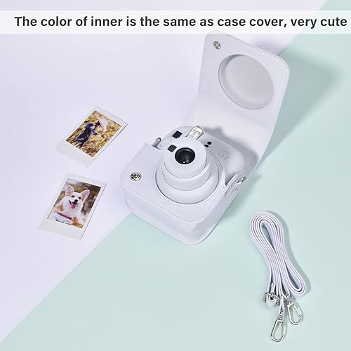 Miniatura 5 de MUZIRI KINOKOO Funda para cámara instantánea Fujifilm Fuji Instax Mini 12Polaroid Mini 12 - Funda protectora de piel sintética con correa ajustable