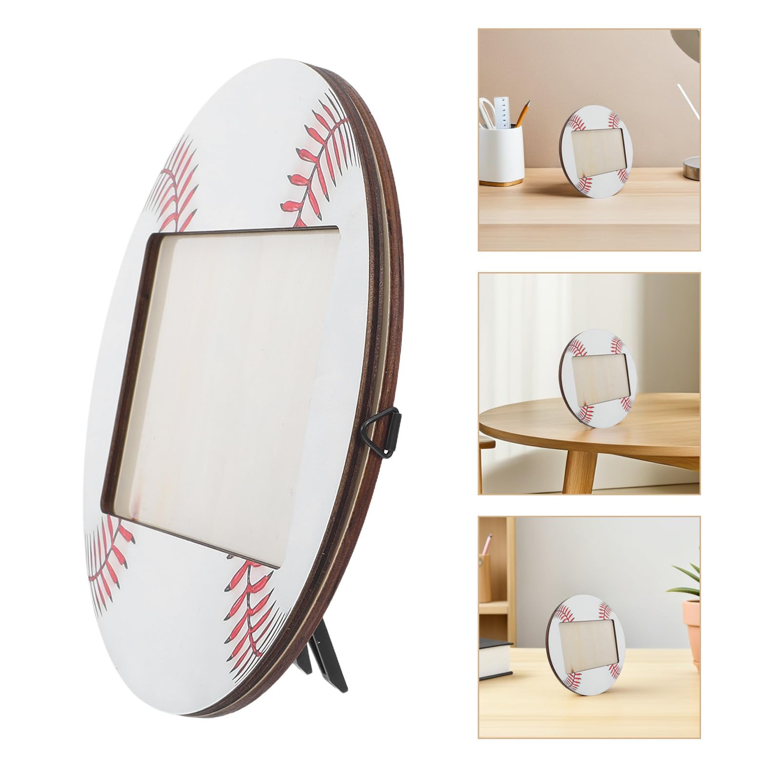 EXCEART 6 Pezzi Cornice per Foto a Tema Baseball Design Rustico Resistente in Legno Bianco con Supporto da Tavolo per Esposizione di Foto Scolastiche e Scrivanie