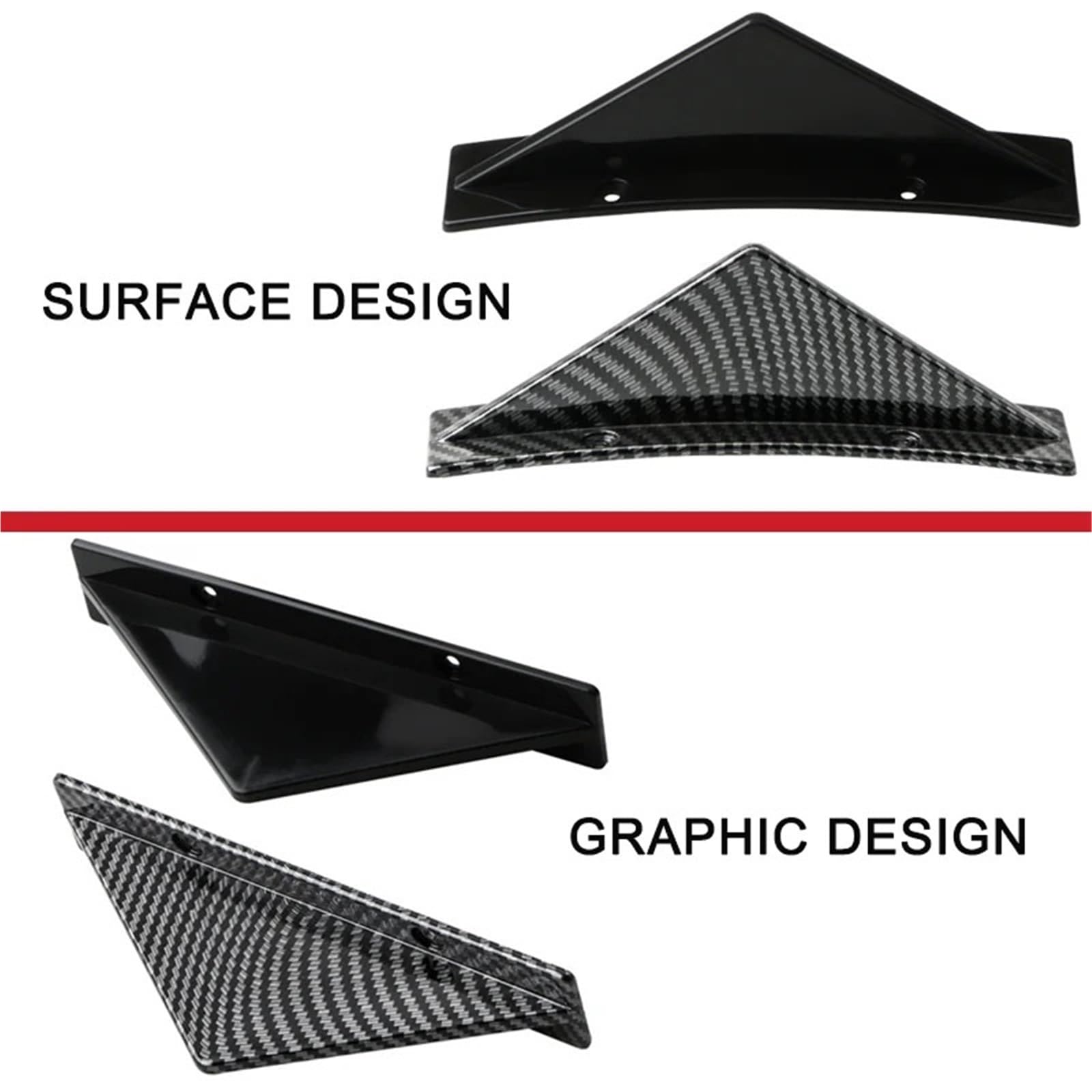 4 szt. Płetwa rekina samochodu uniwersalny trójkątny dyfuzor tylnego zderzaka Spoiler Protector podwozie z włókna węglowego dekoracja wargi(Carbon curved)