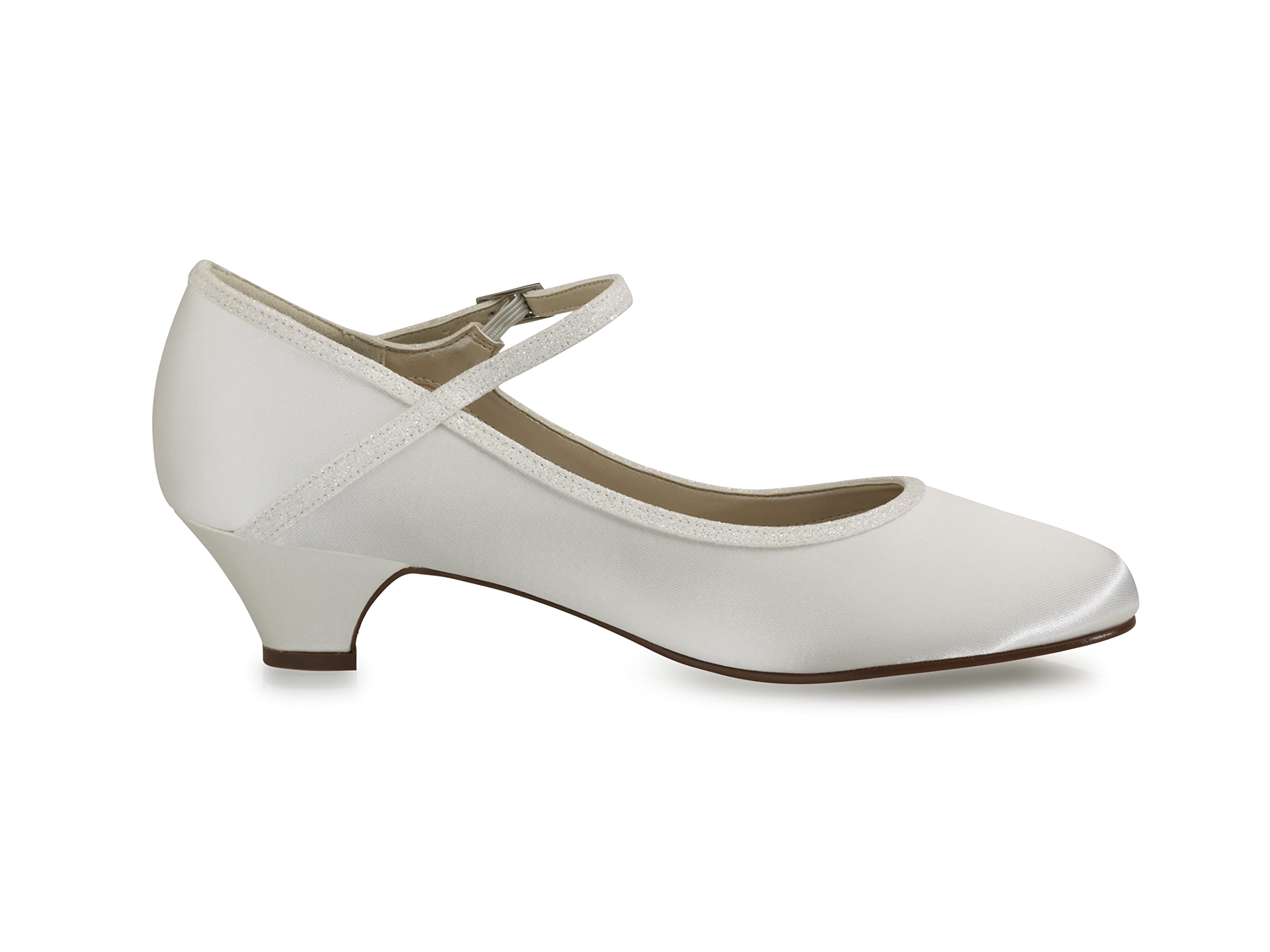 Rainbow Club Brautschuhe Faye - Damen Sandaletten gepolstert, flach, Glitzer, Gold Metallic, Off-White Metallic, Silber Metallic