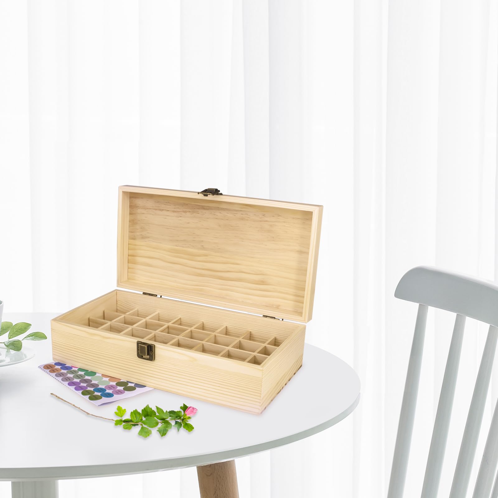 Guolich Houten opbergdoos voor etherische oliën, 30 sleuven (5-15 ml) voor het bewaren van etherische oliën, geuren, nagellak en andere kleine voorwerpen