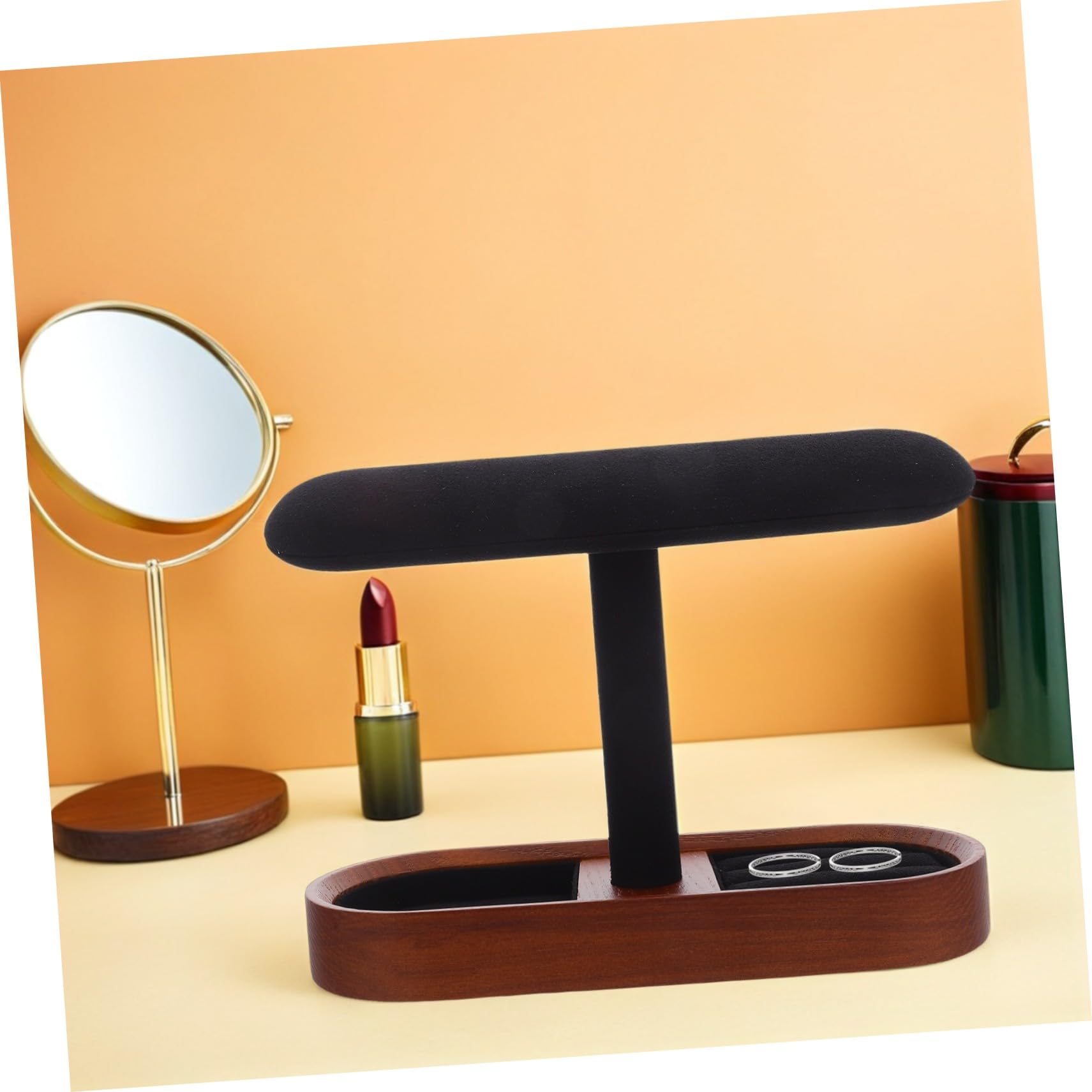 Mikikit Expositor de Relojes de Madera Maciza Soporte T para Relojes Organizador de Joyas para Mostrador para Anillos de Pulsera