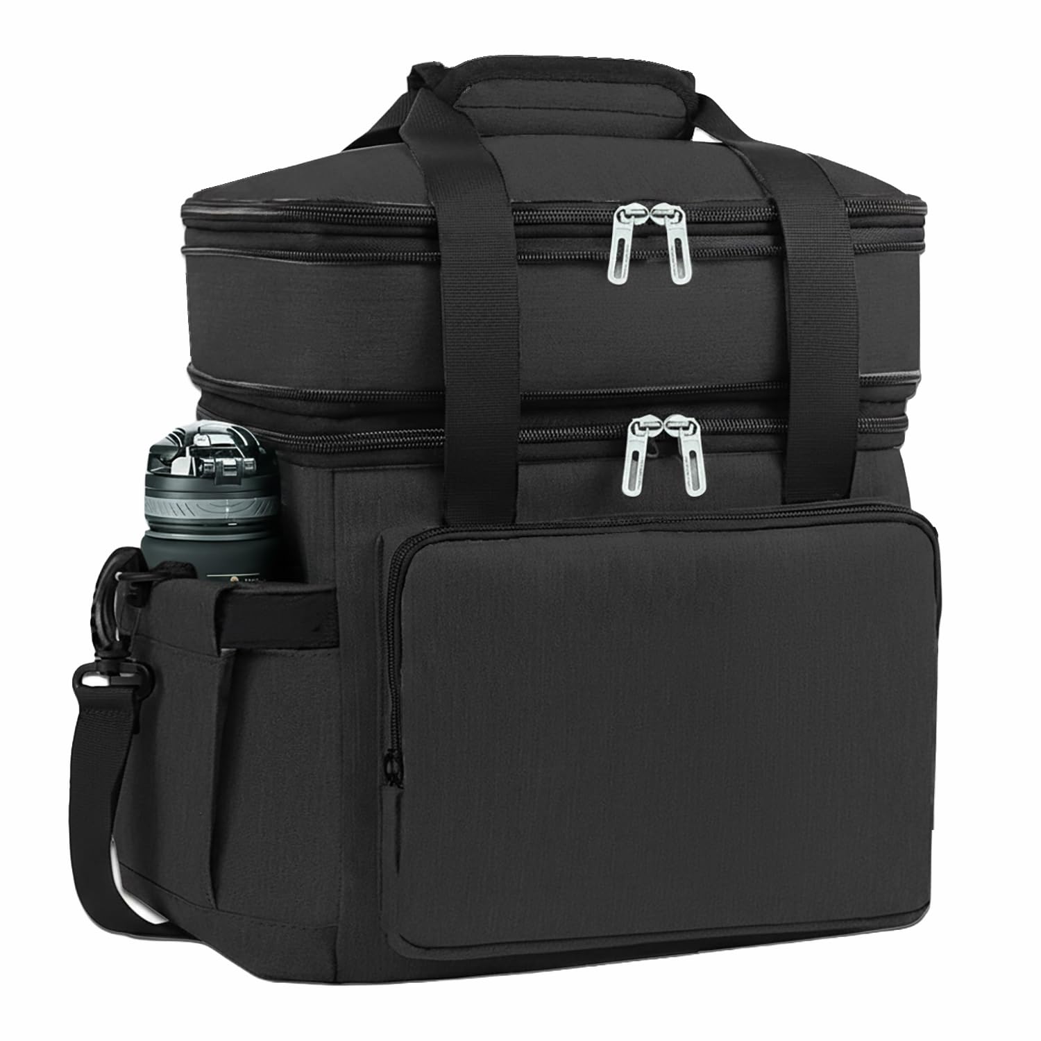 Black Lunch Box for Men Insulated Lunch Bag Large Lunch Bag for Women Double Deck Lunch Bags for