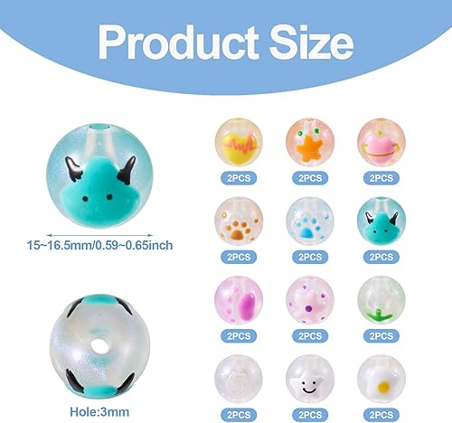 Miniatura 10 de Craftdady 280 cuentas redondas acrílicas de 0.394 pulgadas (0.394 in), cuentas focales de color AB de bola redonda, coloridas cuentas espaciadoras