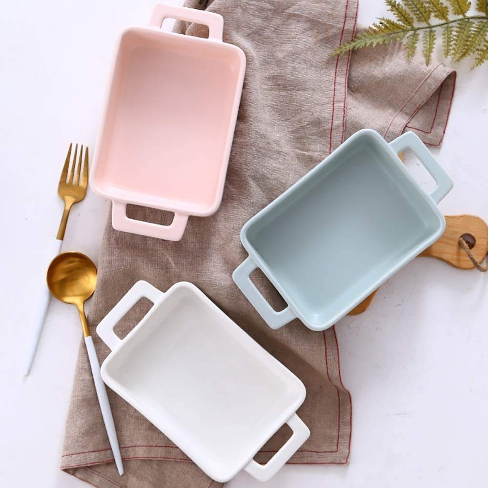 Plato para Hornear Casserole Casserole Dish Set Bakeware Set Nonstick Lasaña Pan 3 PCS para Hornear Platos para la Cocina con asa