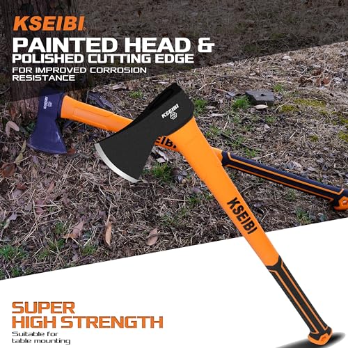 KSEIBI 36-Inch Splitting Axe - Forged Carbon Steel, Wood Chopper & Kindling Axe for Chopping, Heavy-Duty Maul with Ergonomic Fiberglass Handle, Shock Reduction, Anti-Slip Grip