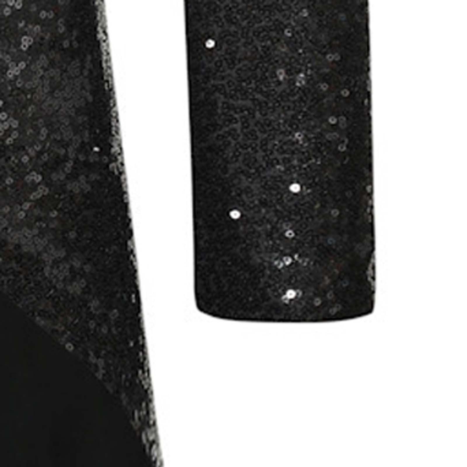 Herren Frack Pailletten, Gothic Jacke Herren Midi, Schwarz Glitzer Mantel mit Knöpft Elegant Tuxedo Mittelalter Steampunk Gehrock Viktorianische Hof Kleidung Nightclub Party Halloween Kostüm