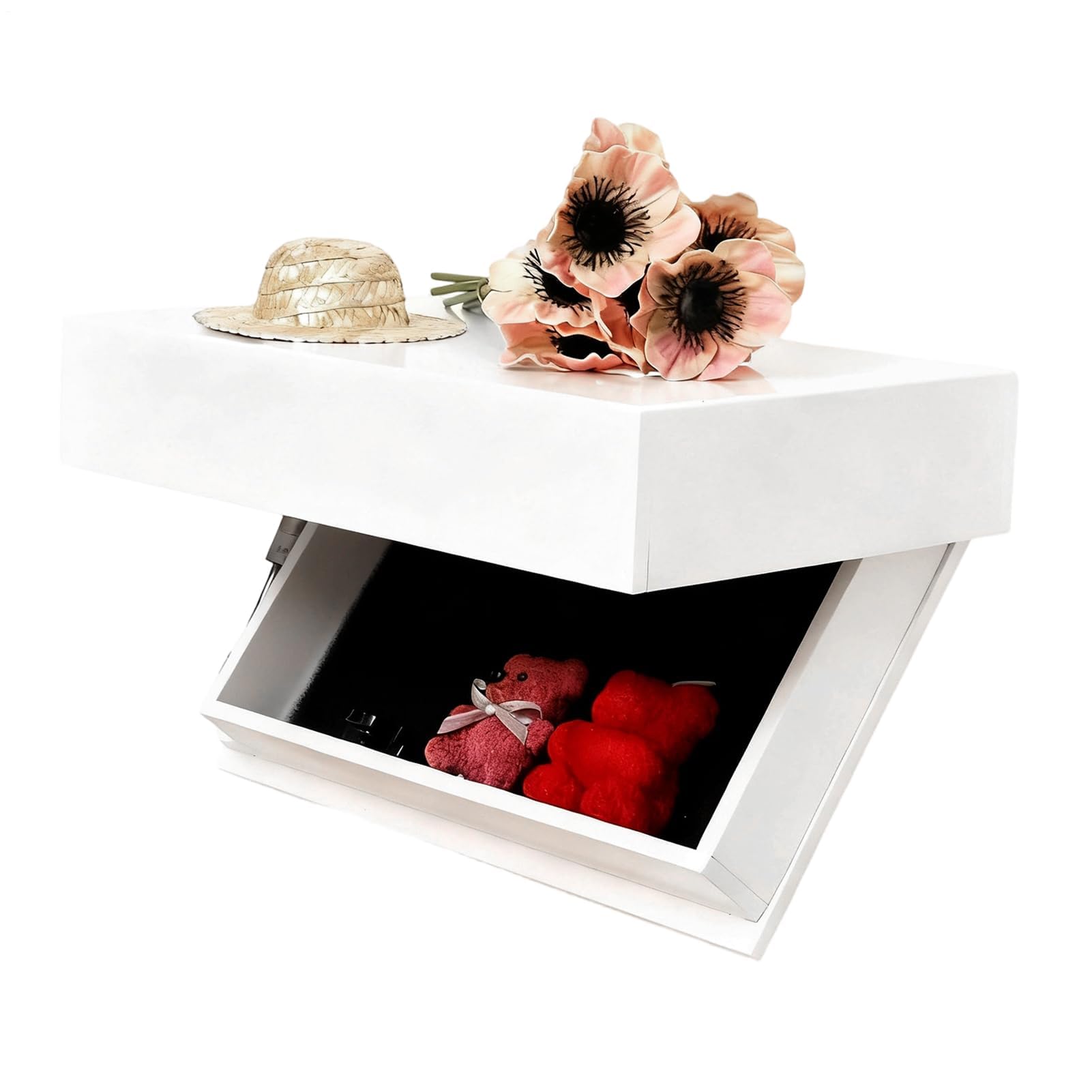 YUANCHUTOP Concealed Floating Shelf - Magic Flap Wall Shelf | Wall-Mounted Hidden Storage Solution | Concealed Floating Storage Rack For Photos Books Souvenirs Perfume Living Room