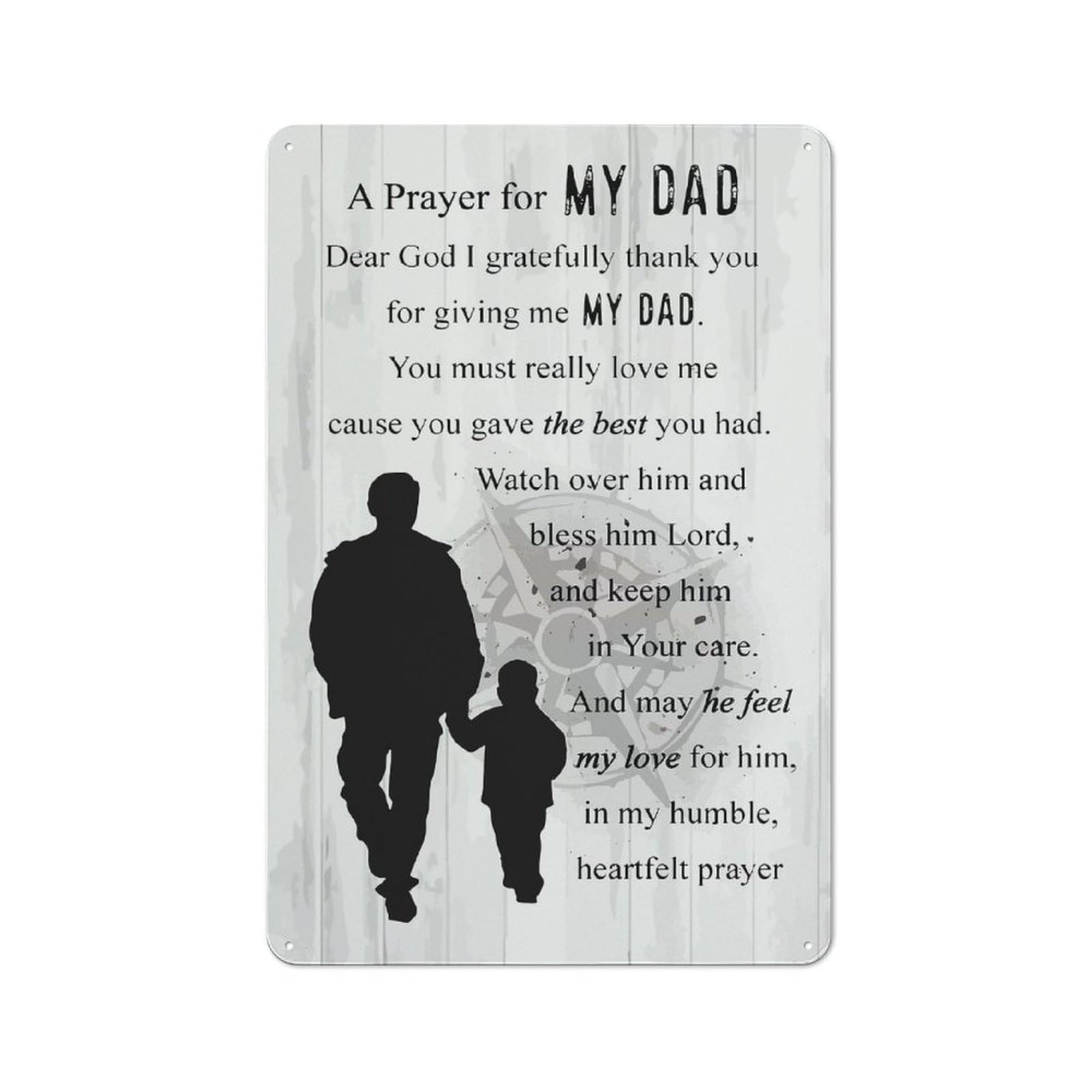 Junmoney Style-22 A Prayer For My Dad Retro Tin Sign 30X20cm For Café Or Restaurant, Housewarming Wall Decor For People Furnishing Café And Restaurant