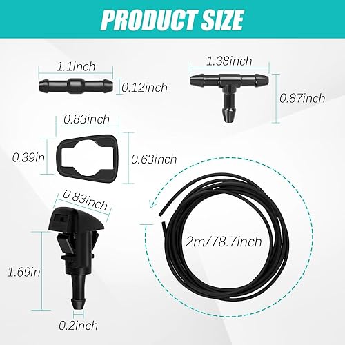 Miniatura 2 de 4805742AB - Kit de limpiaparabrisas delantero, boquilla de lavado y manguera de líquido de 6.6 ft con conector, kit de manguera de lavado de
