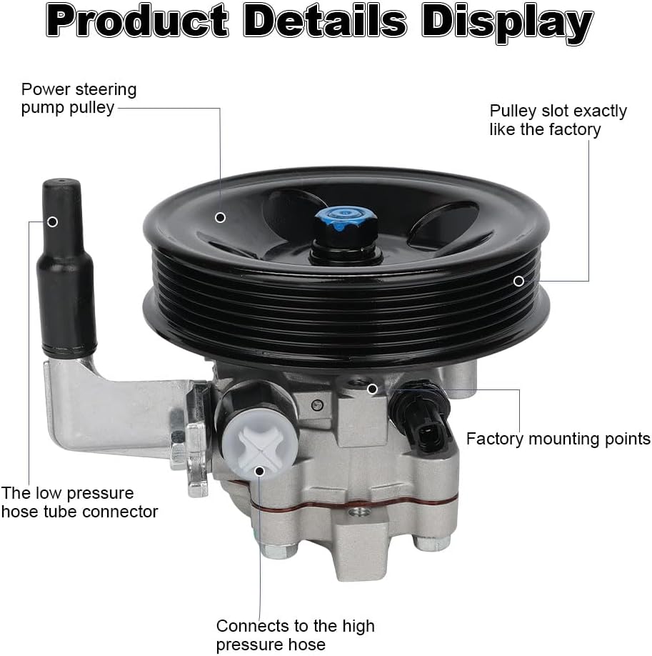 WMPHE Power Steering Pump with Pulley Compatible with Hyundai Santa Fe 2.4L L4 2010 2011 2012, Compatible with Kia Sorento 2.4L L4 2011 2012 2013, Replacement for 571001U000, 571002P200