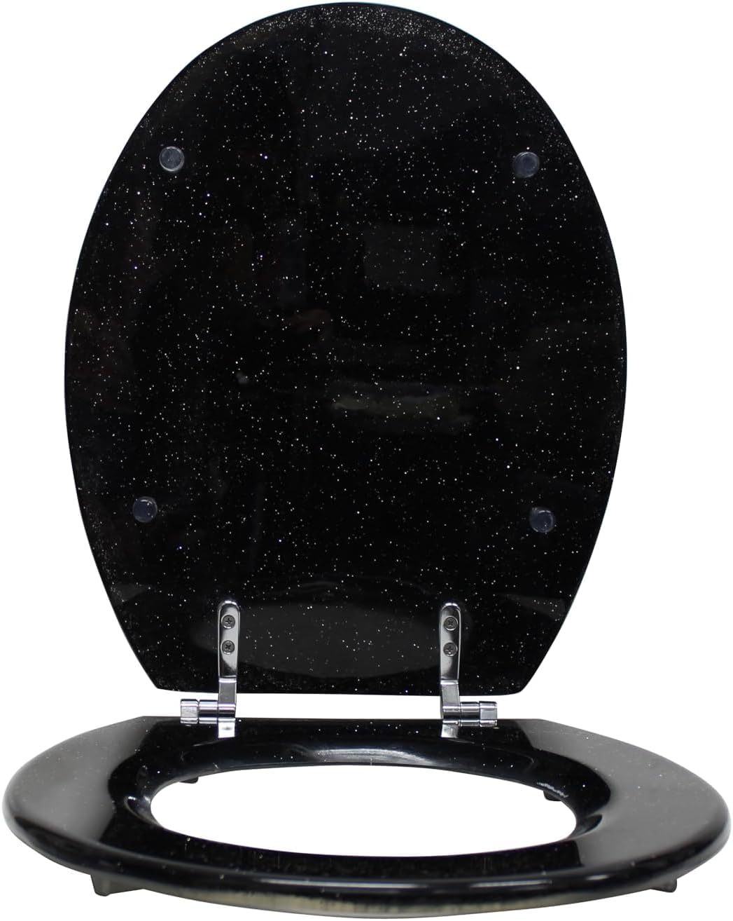 Y Homeware Black Yorkshire Homeware 18" Universal Soft Close Toilet Seat With Hinges | Oval Mdf Glitter Coating