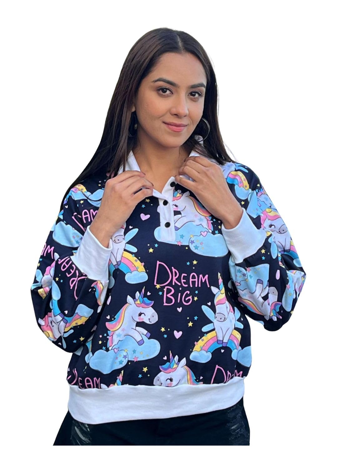 tandul Women's Printed Multicolor Sweatshirt- Fleece Style Full Sleeve for Office, Casual, Festive & Party (12127)-picture-31