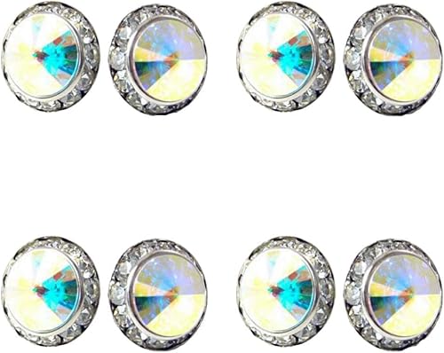 4 pares de aretes de piedra acrílica de forma redonda de 0.787 in para mujer, disfraz de baile de boda, uso casual, joyería de escenario, regalo del