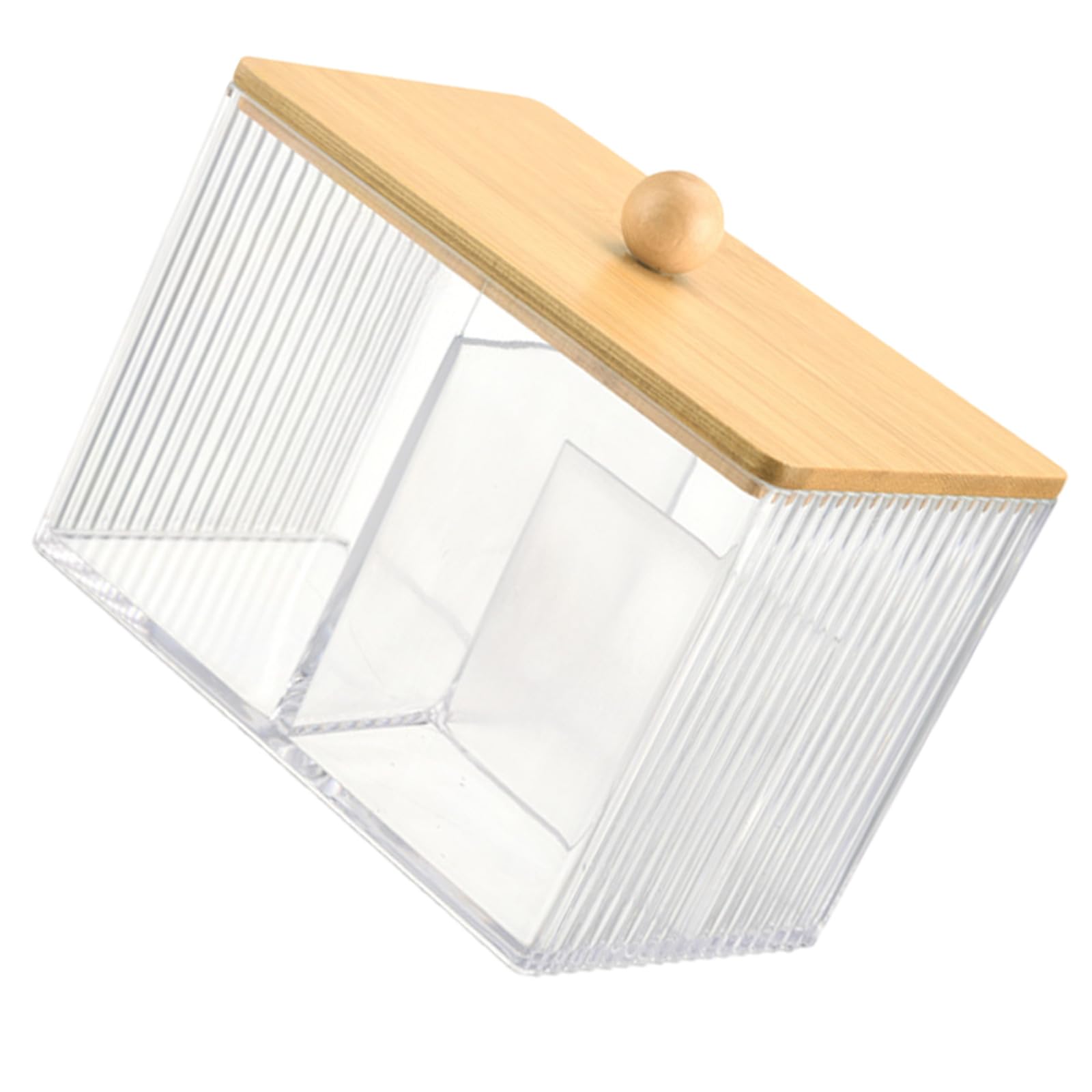 Yhplxyuus Sturdy Bathroom Storage Canister with Wood Lid Home Accessory for Organizing Cotton Swabs Covers Pads and Hair Bands Cotton Swab Container
