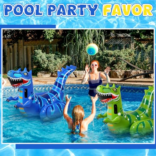 4 Pcs Dinosaur Pool Float Game Set, 2 Player Ride-On Dino Duel Floats - image 5