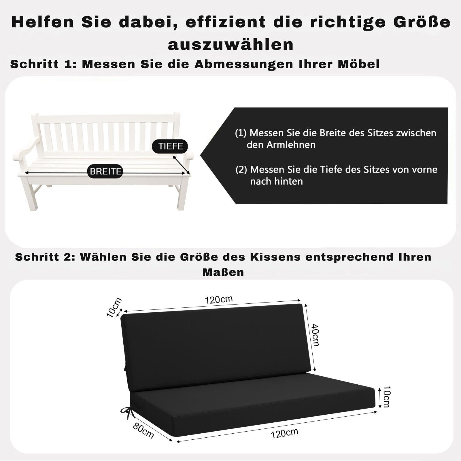 Set di 2 cuscini per pallet da esterni, per mobili da terrazza, cuscini, cuscini e imbottiture, impermeabili e non sbiadiscono, di ricambio per divani pallet, per pallet, cortile, giardino,