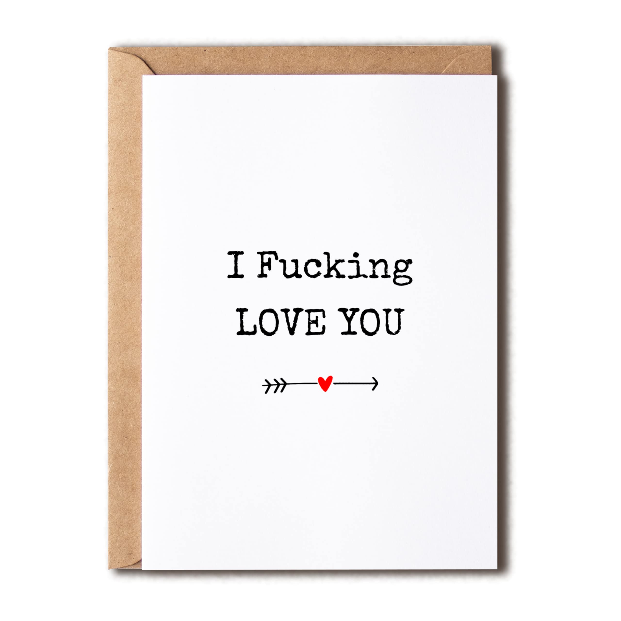 OystersPearl I Fucking Love You Card - Cute Simple Rude Valentines Galentines - Just Because Anniversary - Valentine Greeting Card - Fucking Love You - I Love Fucking You