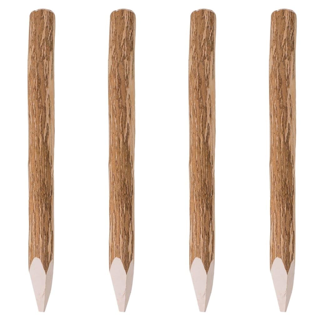 Mangloder - Postes para valla de madera de avellano, 90 cm de diámetro, 7-9 cm, 4 unidades con extremos puntiagudos para valla de jardín, confinamiento, terraza y limitación de parcelas