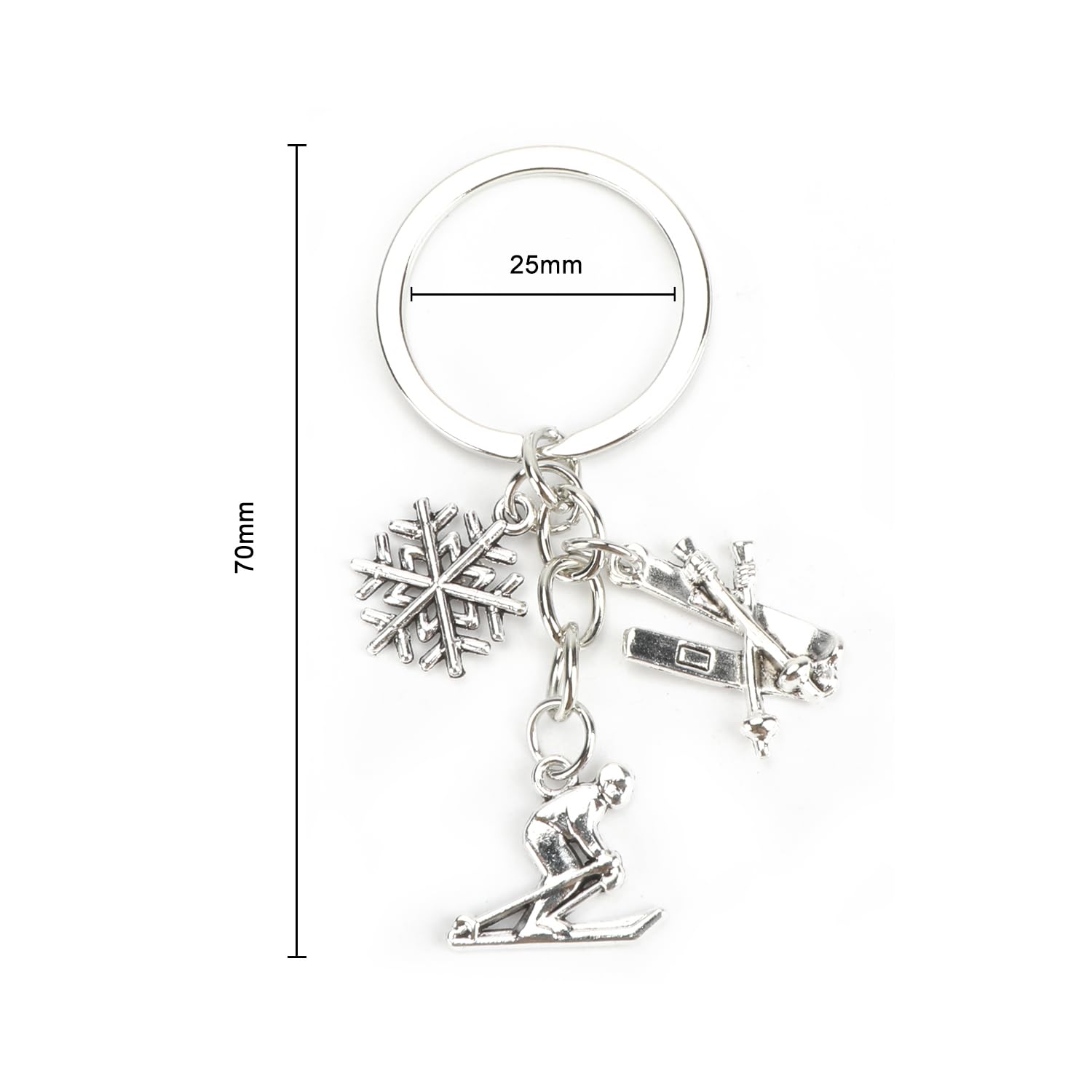 Ski Keychain,Winter Sport Keychain,Christmas Birthday Gift for Skiing Hockey Fans Lovers Coaches Players Women Men