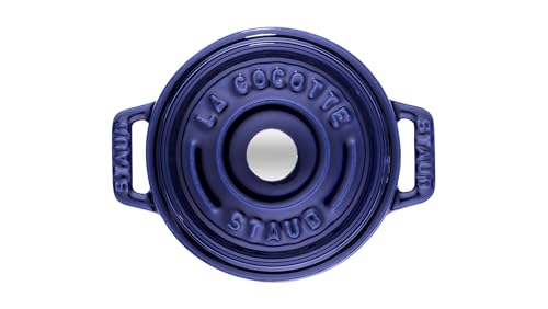 STAUB Mini Cocotte, Gusseisen Bräter, 10 cm, 0,25 L, Alle Herdarten inkl Induktion, Rund, Made in France, Dunkelblau – Ansicht 3