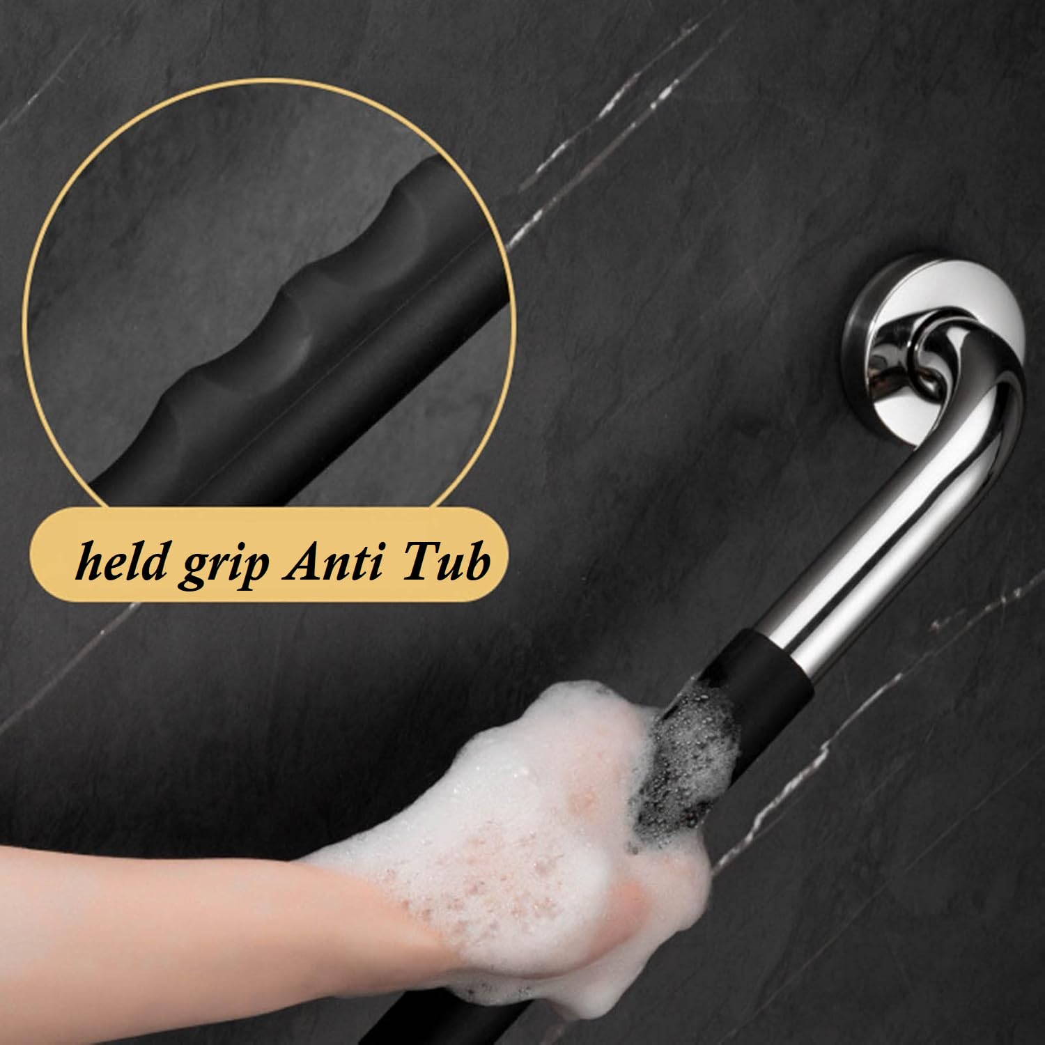 MONIT 12 inch (30 cm) Grip/Anti-Slip Heavy Duty Stainless Steel Grab Bar || Steel Handle-Bathroom Grab Bar-Safety Hand Support Balance Handle Bars || Wall Mounted (Grip/Anti-Slip Grab BAR) 1