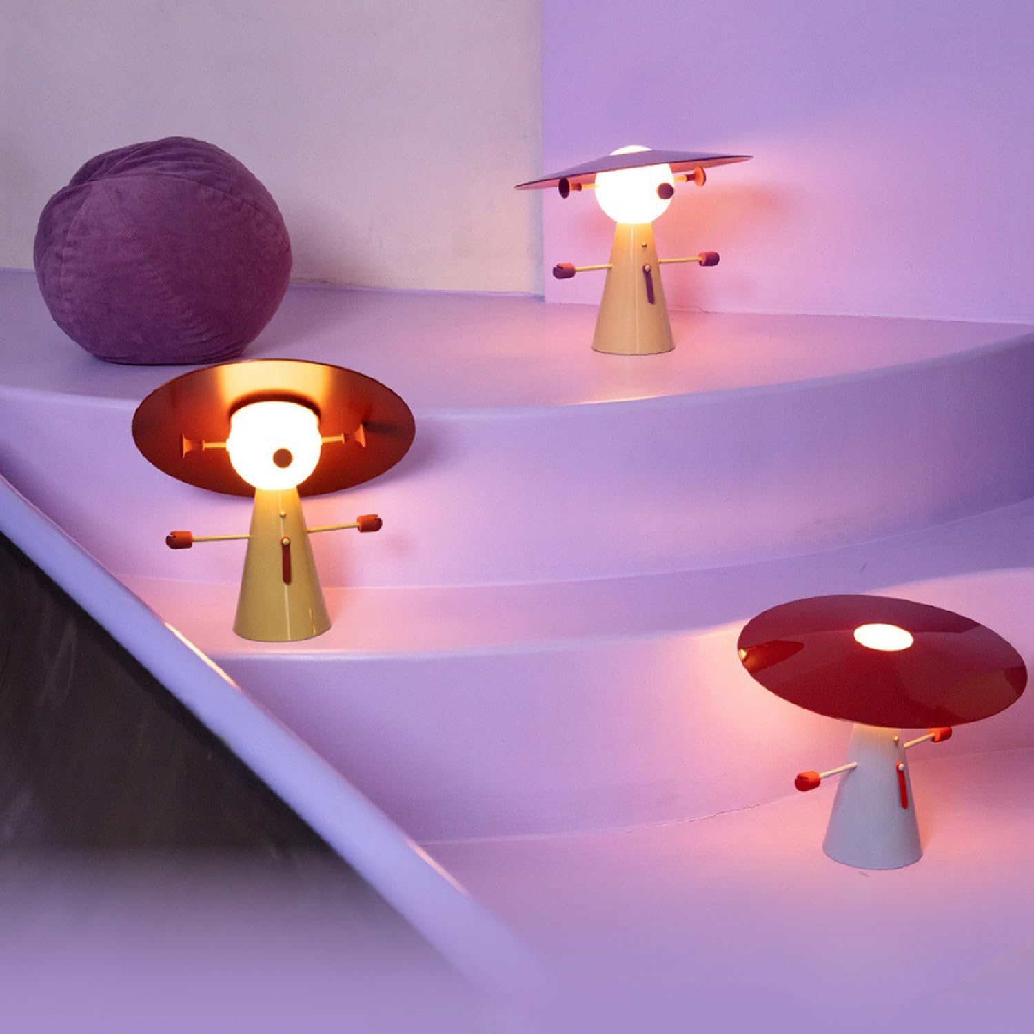 OOWOKS Lámpara de mesa inalámbrica Buddy-Mini con figura, luz táctil de 3000K luz cálida lámpara LED regulable para mesita de noche con batería de 3000mAh lámpara de mesa decorativa con diseño,A