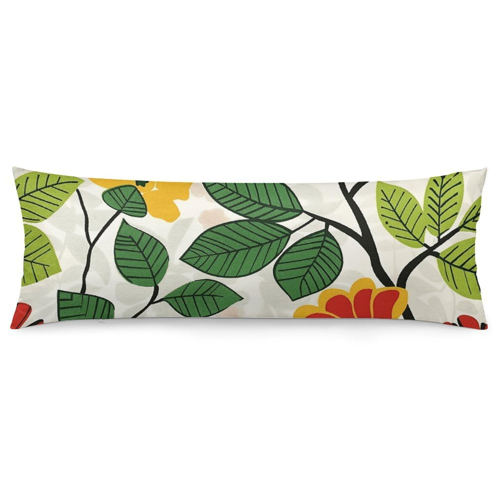 2 Pack Pillow Cases for Hair and Skin, Soft Breathable Pillow Case Covers with Hidden Zipper, Red and Yellow Leaves Pillowcase 20"x54" Pillow Covers for Sleeping Gift
