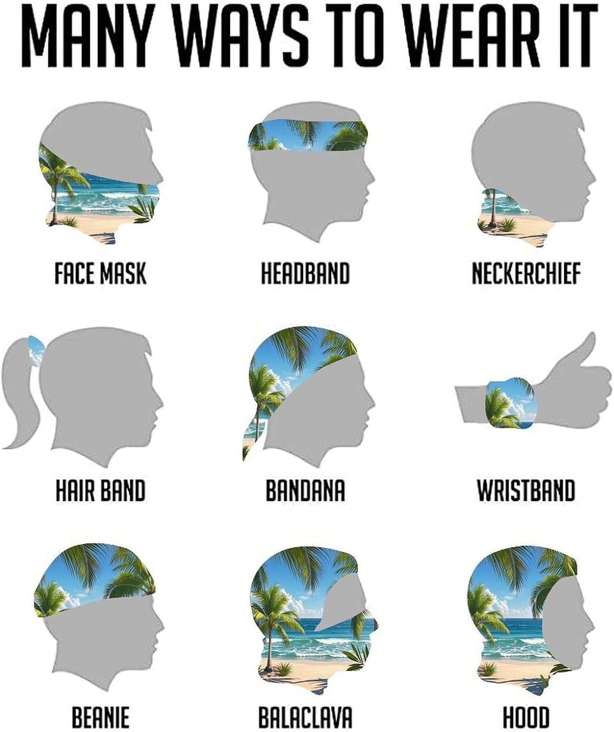 Green Palm Trees Ocean Neck Gaiter Bandana Windproof Breathable Face Mask Cover Face Cover Cold Weather Gator Scarf Winter Neck Warmer Gaiter Half Balaclava Scarf Mask for Men Women