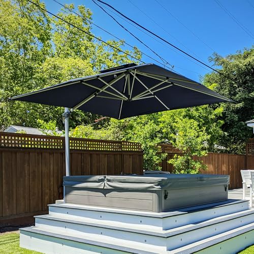 PURPLE LEAF Sonnenschirm Balkon 300 x 300 cm Ampelschirm Drehbar...