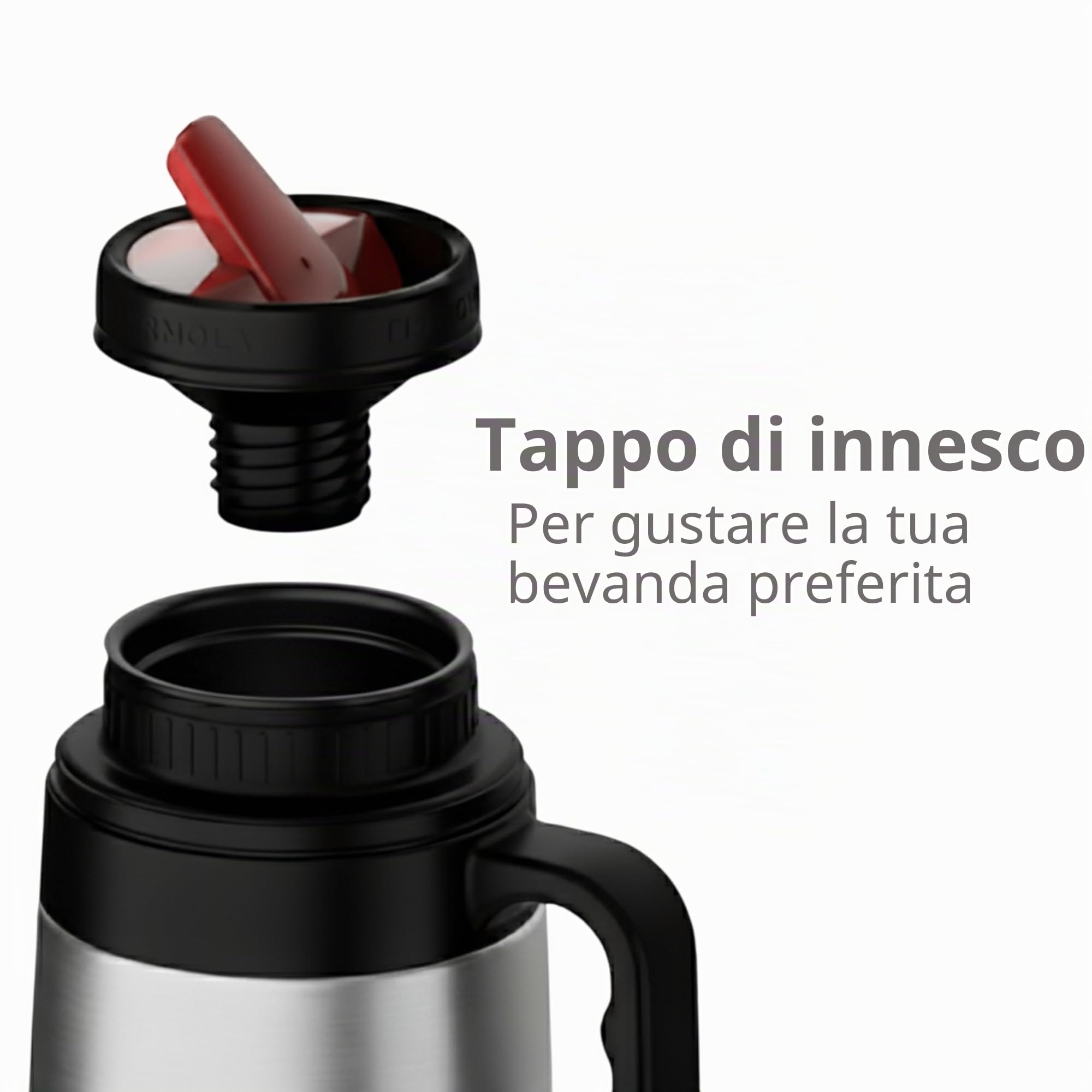 TERMOLAR - Thermos R-EVOLUTION 1L con Beccuccio Cebador per Mate e Manico | Thermos Acciaio Inox 304 | Mantenimento Termico 20H Caldo / 36H Freddo | Borraccia Isolante da Viaggio Premium
