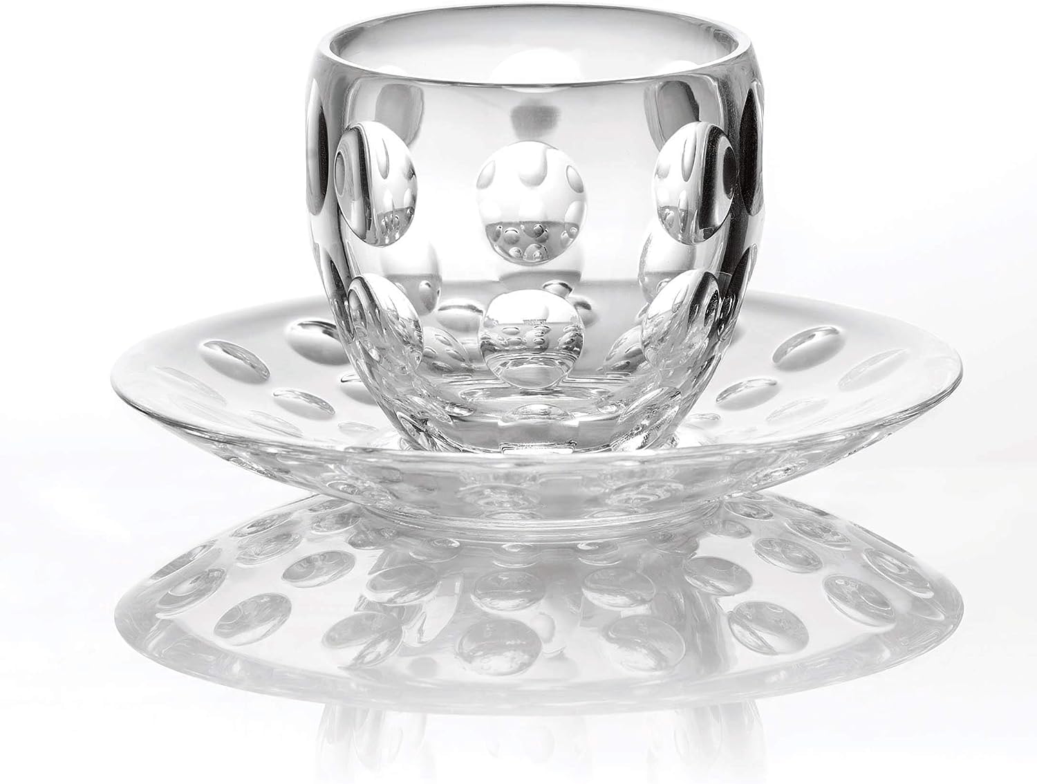 Guzzini Venice Glass - Set di 4 tazzine da caffè espresso in vetro con piattino in plastica, 110 ml