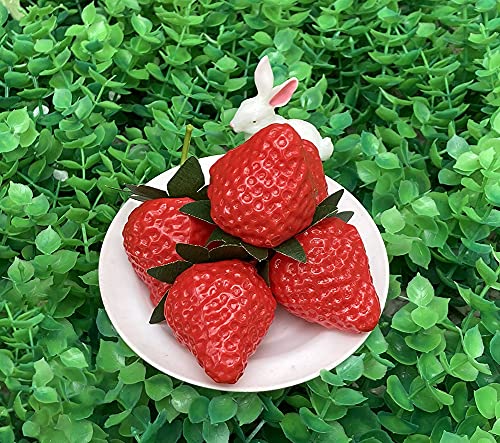 18Pcs Plastic Artificial Red Strawberries Fake Lifelike Simulation Realistic Strawberry Artificial Fruits Decoration Photography Prop For Home Kitchen Cabinet Party Ornament Basket Display Decor #TOP3