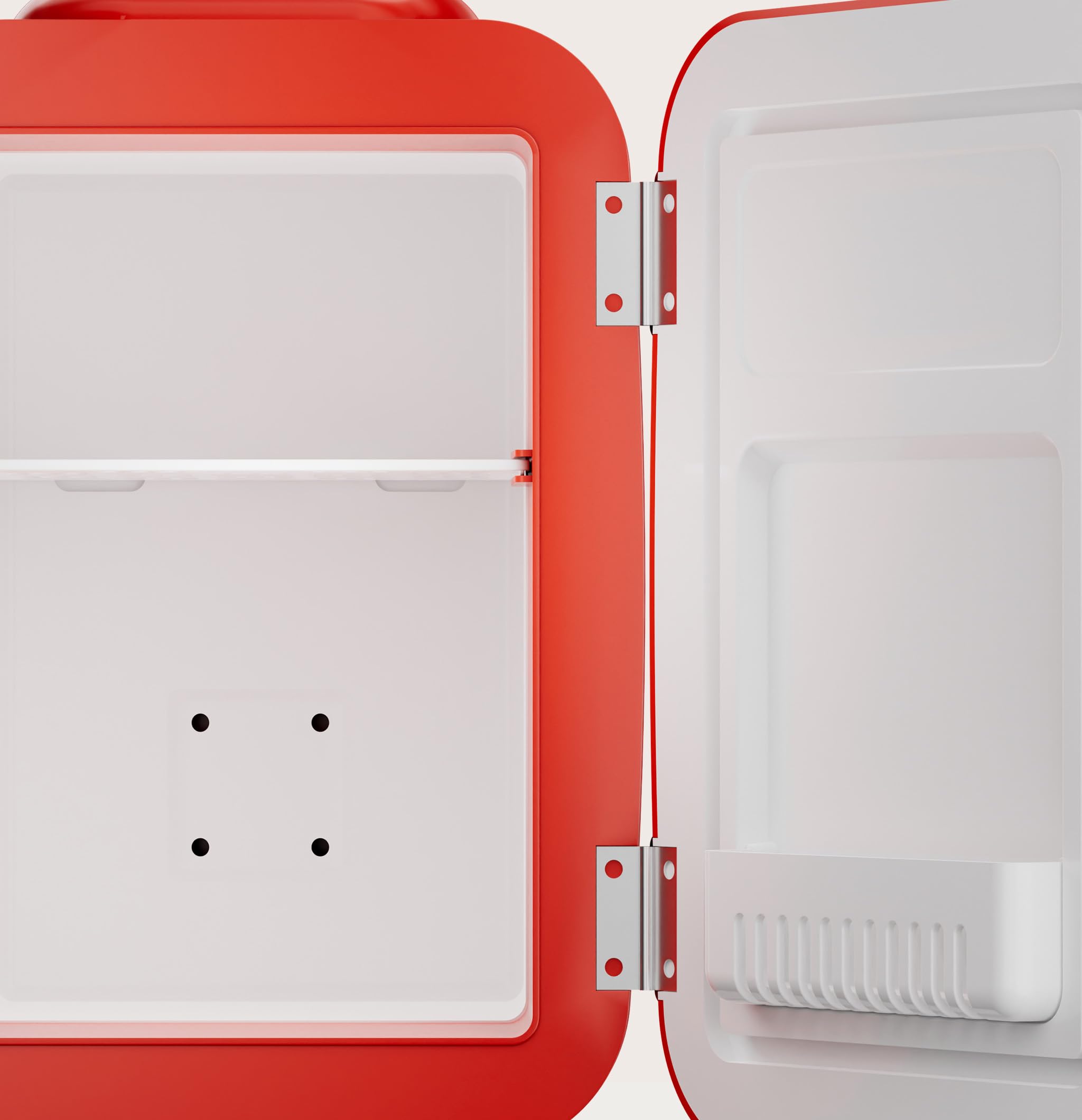 EVVO F4 Mini Frigorifero Retrò Rosso 4L - Mini Frigorifero per Creme, Trucco e Bellezza | Mini Frigorifero Portatile per Stanza, Ufficio e Auto | Funzione Fredda e Calore | Silenzioso | 12 V/220 V