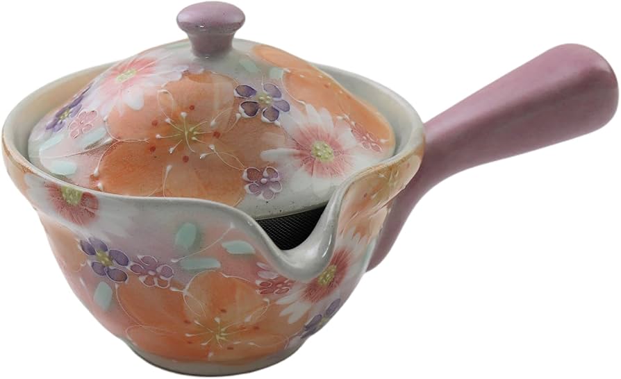 新品未使用　【薄紅花景色　平急須】瀬戸焼 急須 工房「ゆずりは」 Amazon | 工房ゆずりは 紅彩京花 平急須 急須 瀬戸焼 手造り 手描き