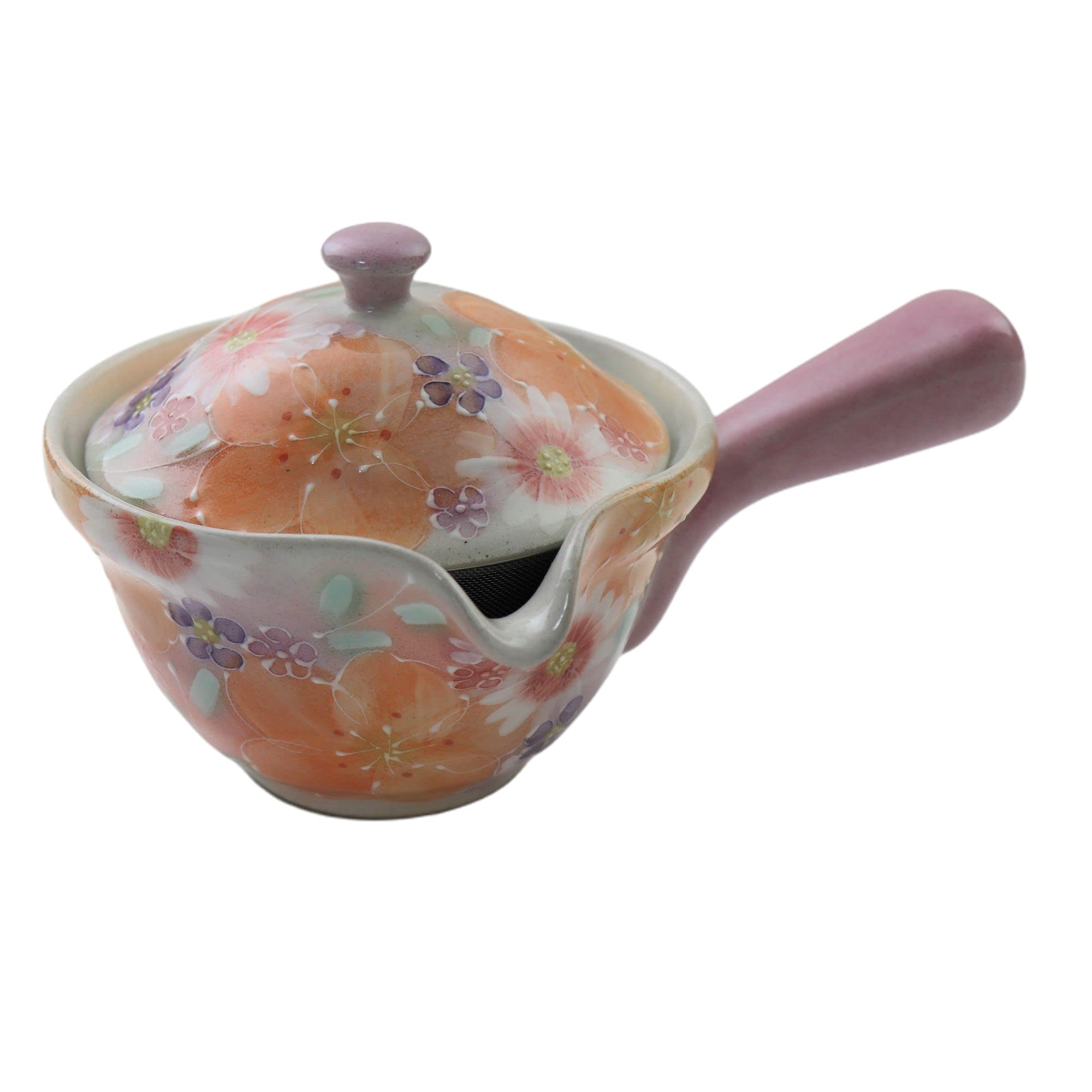 Amazon | 工房ゆずりは 紅彩京花 平急須 急須 瀬戸焼 手造り