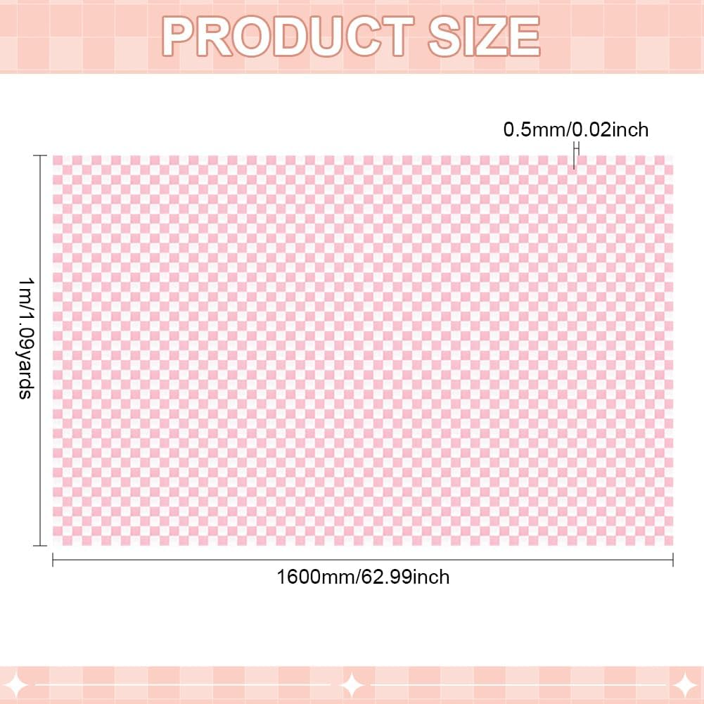 WADORN Checkerboard Cotton Fabric by The Yard 39 in x 63 in Pink White Checkered Sewing Fabric Soft Coquette Buffalo Plaid Quilting Supplies for DIY Sewing Clothing Patchwork Cushions Craft Apparel image 2
