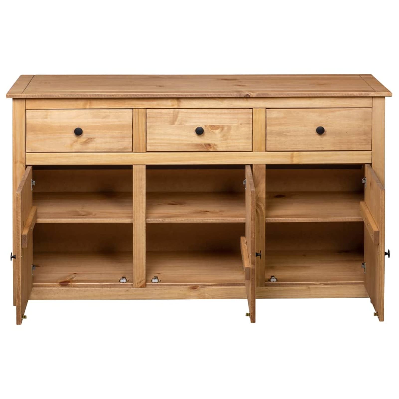 Aparador de Madera Maciza de Pino Estilo Panamá 135x40x80 cm Armario de Almacenaje, Aparador Auxiliar Mueble de Almacenaje de Salón Buffet Moderno