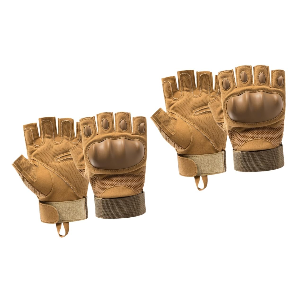VANZACK 2pares Guantes De Media Dedo Antideslizantes para Actividades Al Aire Resistentes Al Desgaste para Ciclismo y Montañismo Unisex Color Khaki