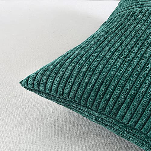 Image of Fancy Homi 2 Packs Teal Samll Decorative Throw Pillow Covers 12x12 Inch with for Couch Bed Sofa, Rustic Farmhouse Boho Home Decor, Soft Corss Patchwork Corduroy Square Cushion Case 30x30 cm