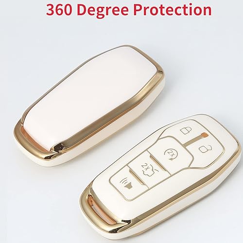 Miniatura 3 de LJMTBKAN Funda para llavero de TPU adecuada para Ford F150 F250 F350 F450 F551 Edge Explorer Smart Key Fob, Modelo-b (Blanco)